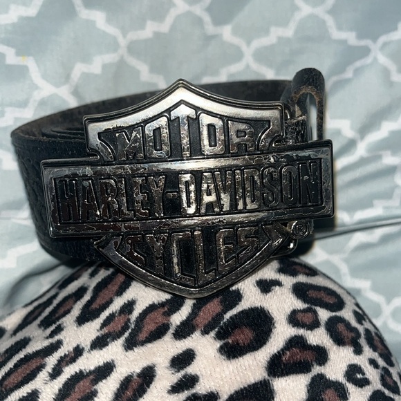 Harley Davidson Size 46 Leather Belt w Chrome Bar Shield Buckle 2005 main image 4